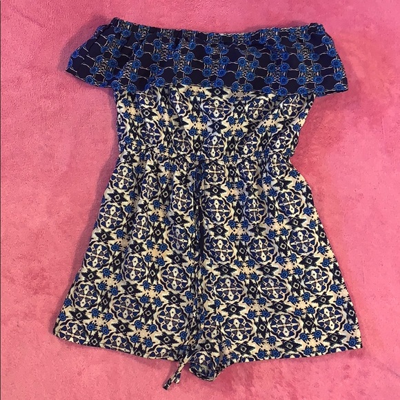 Nordstrom Zoe & Rose Blue Strapless Romper Small - Picture 3 of 8